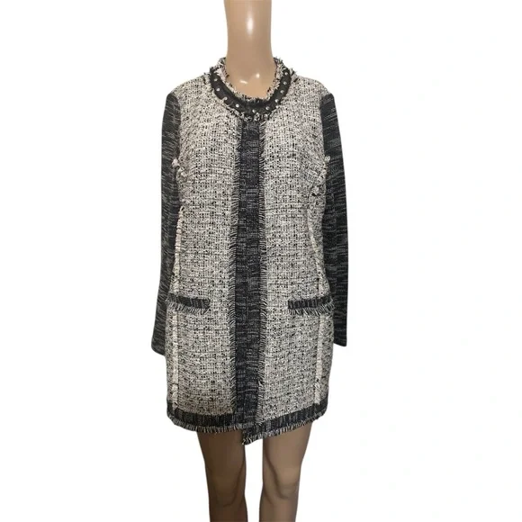 Chico's Black and White Tweed Blazer